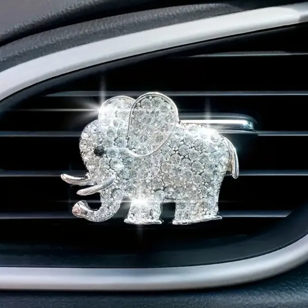 Sparkling Silver Elephant Car Air Freshener